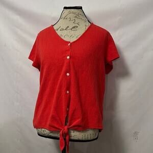 J.CREW KNOT FRONT‎ DEEP V BLOUSE SIZE XL